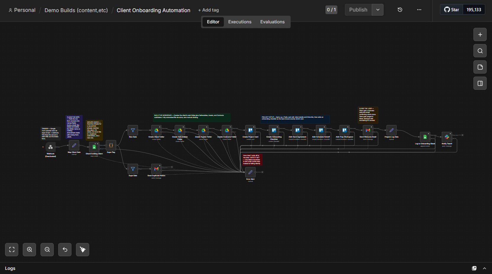 Client Onboarding n8n canvas